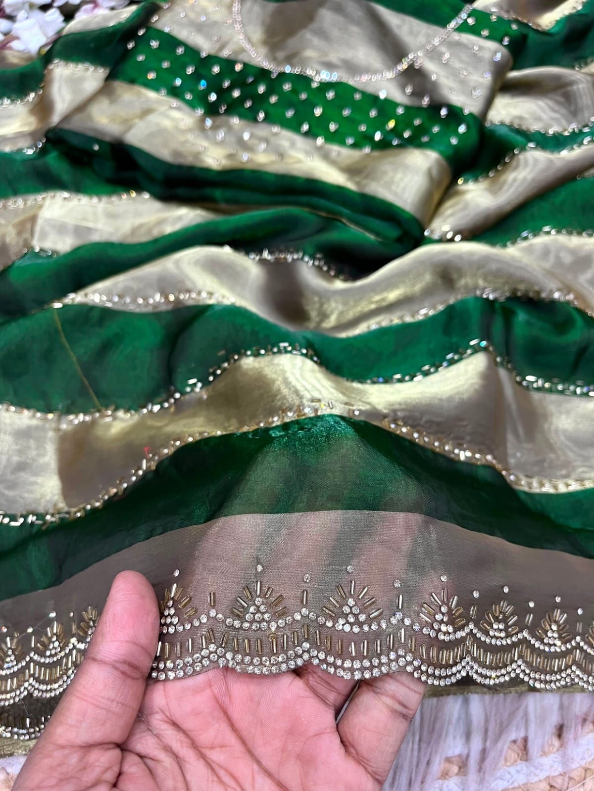 ✨ New Arrival | Premium Designer Space Silk Saree with siroski and Jharkan work✨