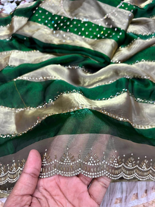 ✨ New Arrival | Premium Designer Space Silk Saree with siroski and Jharkan work✨