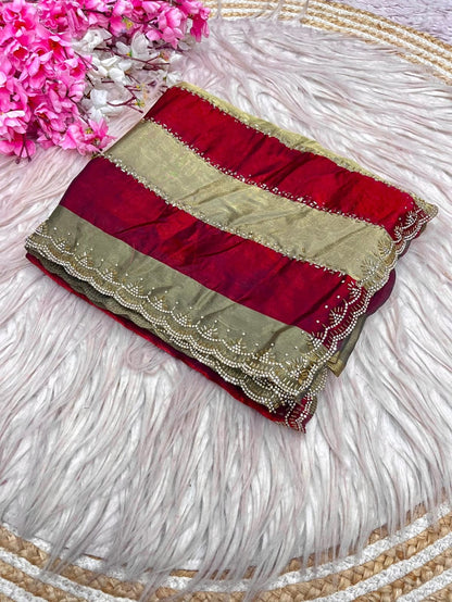 ✨ New Arrival | Premium Designer Space Silk Saree with siroski and Jharkan work✨
