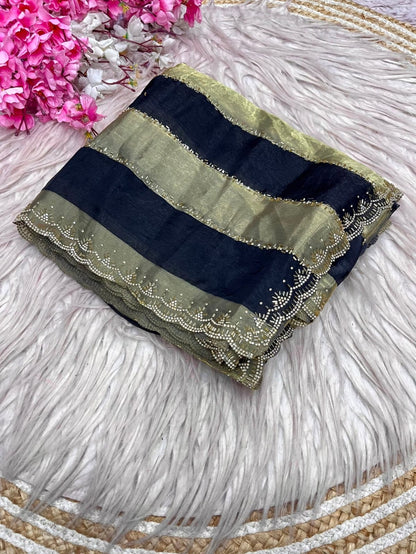 ✨ New Arrival | Premium Designer Space Silk Saree with siroski and Jharkan work✨