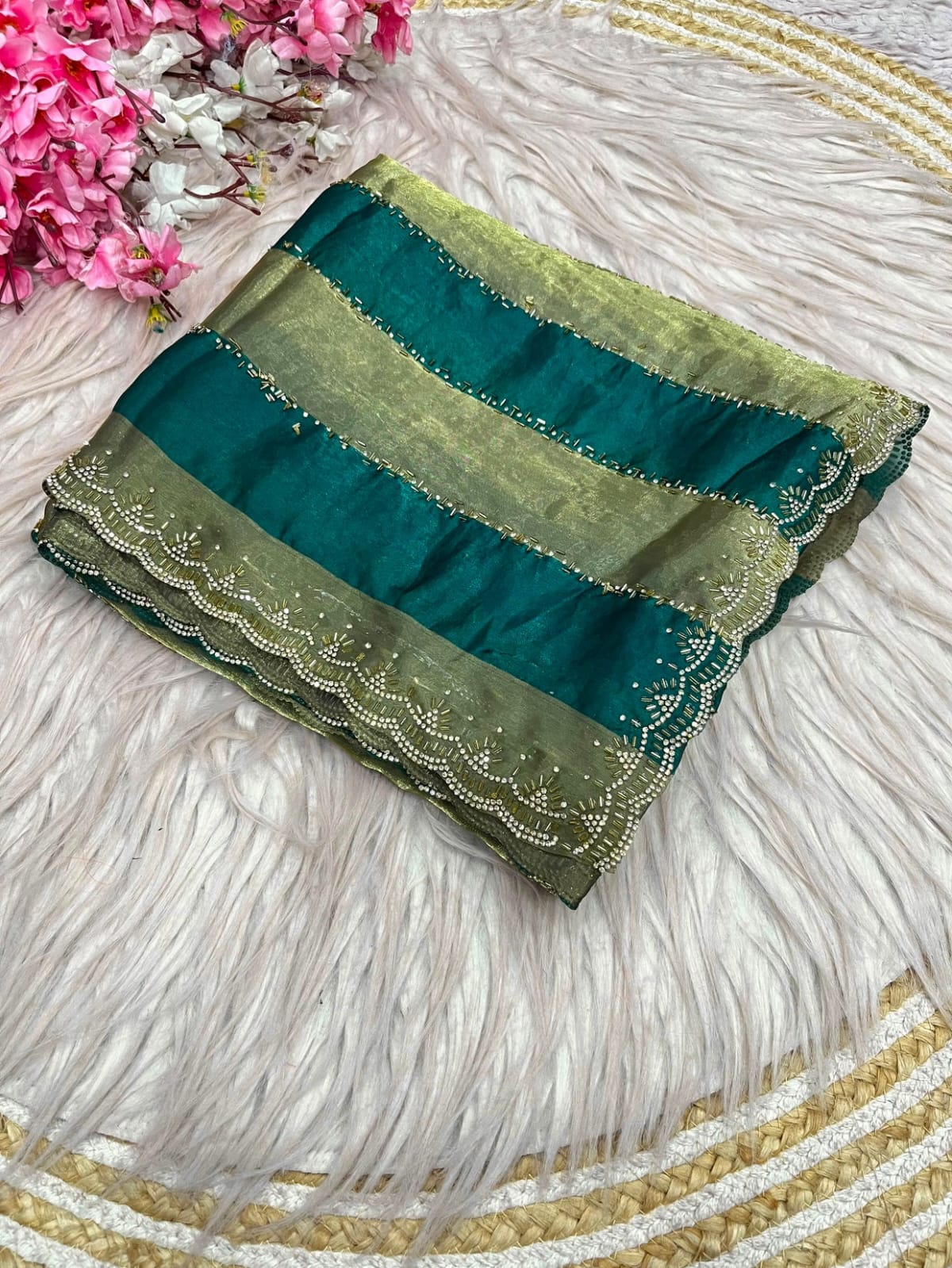 ✨ New Arrival | Premium Designer Space Silk Saree with siroski and Jharkan work✨