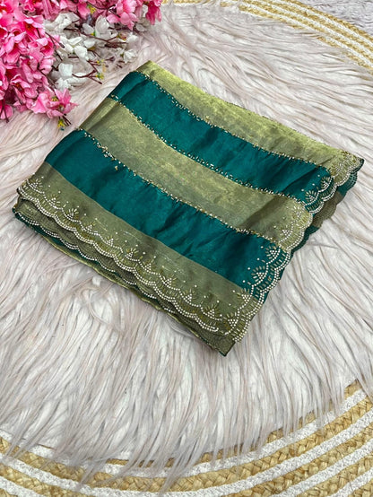 ✨ New Arrival | Premium Designer Space Silk Saree with siroski and Jharkan work✨