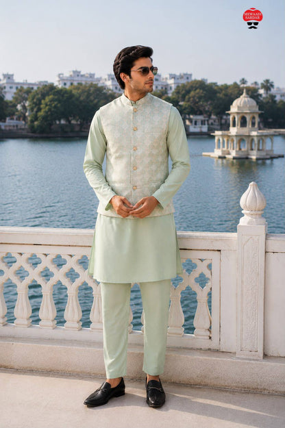 Premium Jacquard Nehru Jacket Kurta Set