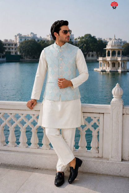 Premium Jacquard Nehru Jacket Kurta Set