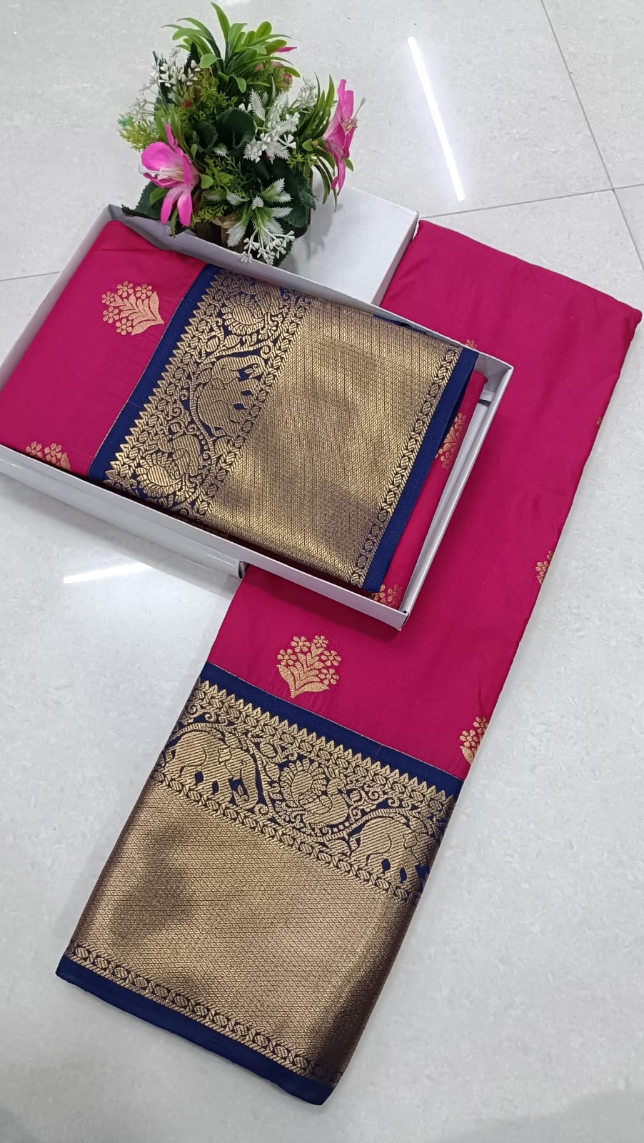 Kanchipuram Fancy Korvai Good Butta Soft Silk Saree | Premium Silk Mark