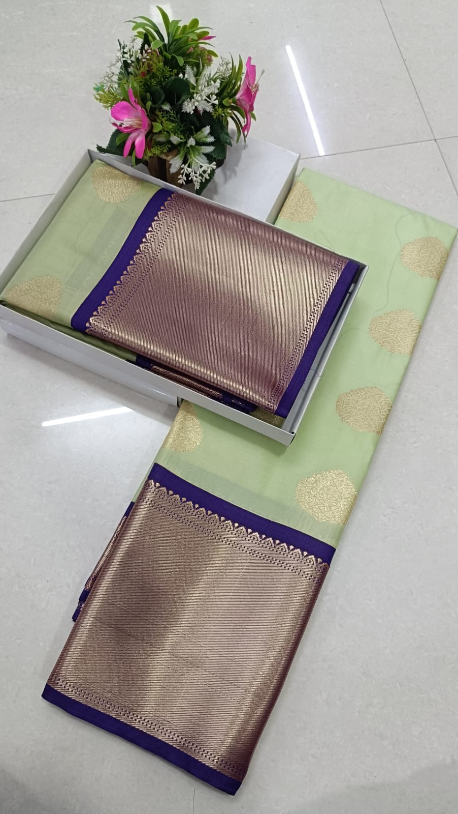 Kanchipuram Fancy Korvai Good Butta Soft Silk Saree | Premium Silk Mark