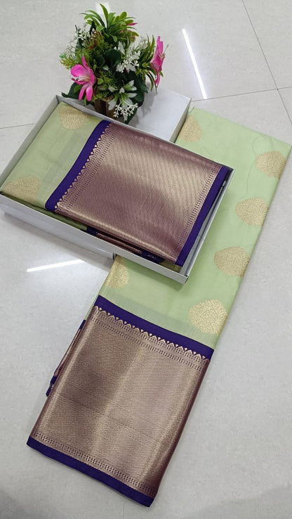 Kanchipuram Fancy Korvai Good Butta Soft Silk Saree | Premium Silk Mark