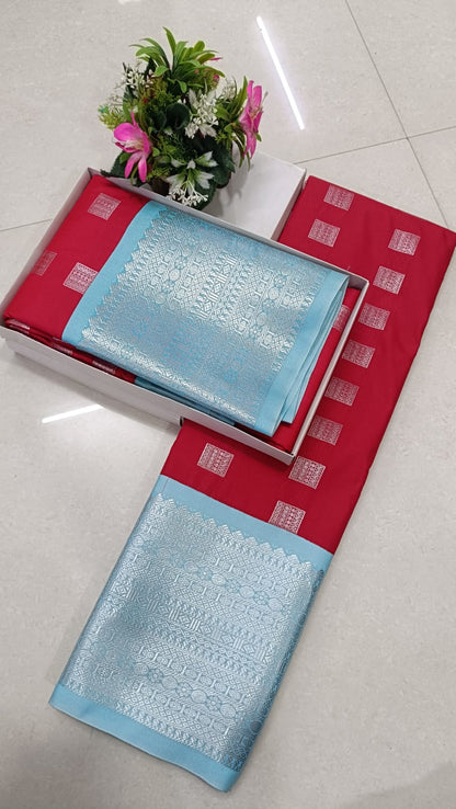 Kanchipuram Fancy Korvai Good Butta Soft Silk Saree | Premium Silk Mark