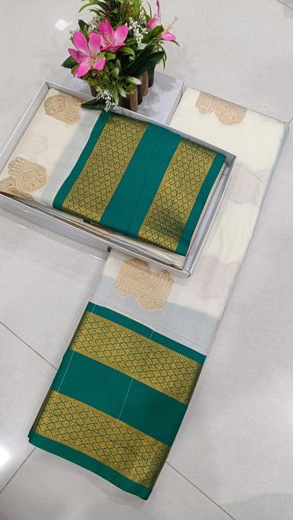 Kanchipuram Fancy Korvai Good Butta Soft Silk Saree | Premium Silk Mark