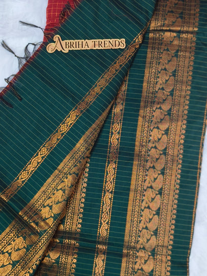 Premium Quality Checked Kalyani Cotton Saree | Lata Gadwal Paithani