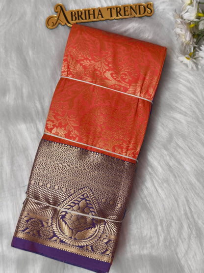 Coral Peach Kanchi Soft Silk Saree