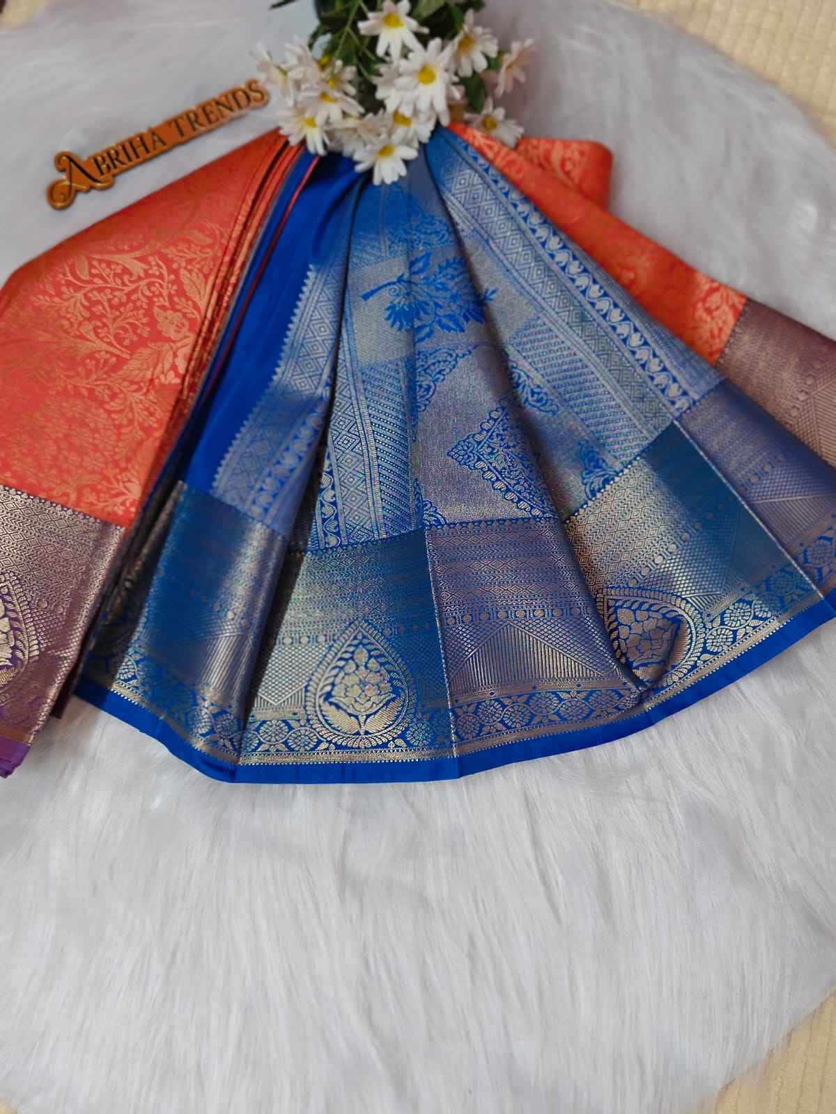 Coral Peach Kanchi Soft Silk Saree