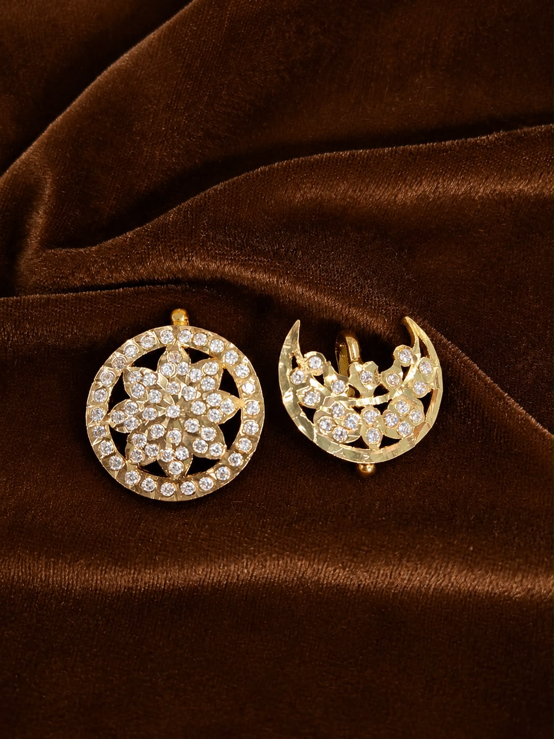 Sun & Moon Hair Accessory Set | Gold Plated AD stone Hairpins