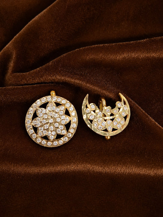 Sun & Moon Hair Accessory Set | Gold Plated AD stone Hairpins
