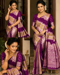 Kanjivaram Silk Saree with Zari Woven Border & Rich Pallu