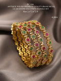 Antique Polish Premium Brass Bangle Set with CZ & AD Stones