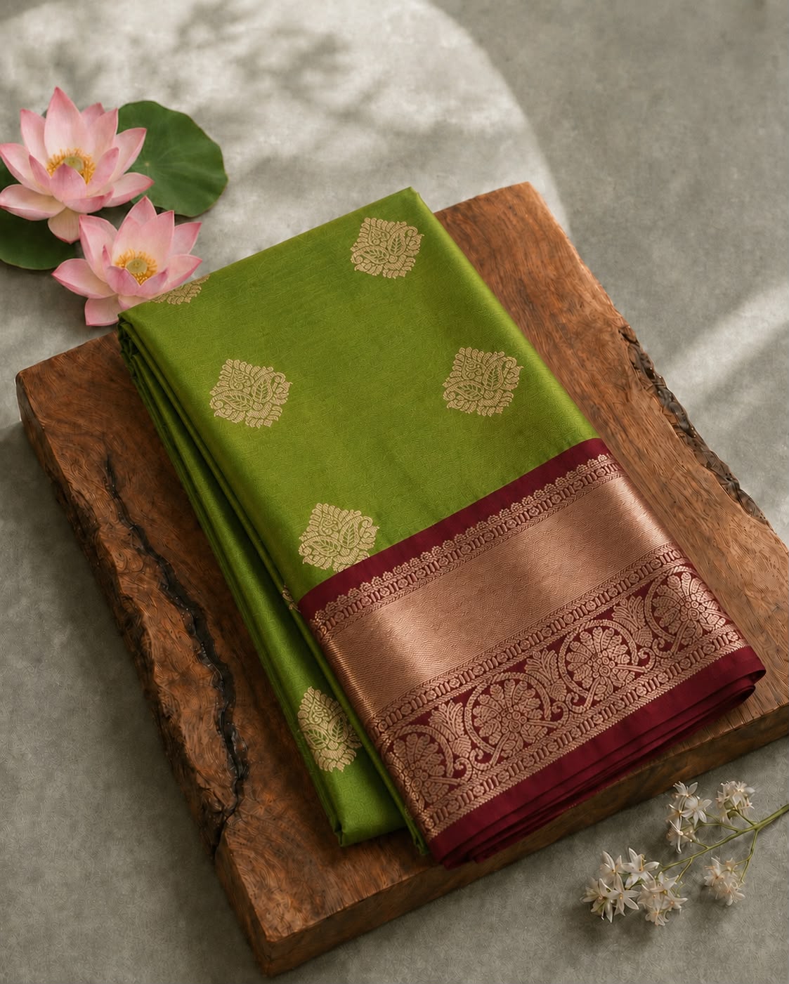 Blended Silk Saree with Contrast Woven Border