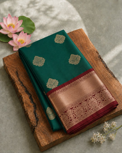 Blended Silk Saree with Contrast Woven Border