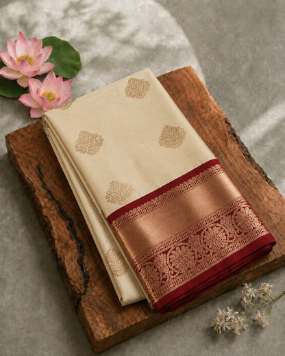 Blended Silk Saree with Contrast Woven Border