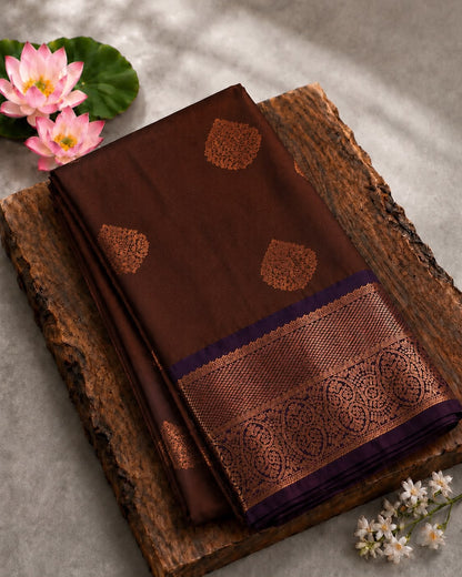 Blended Silk Saree with Contrast Woven Border