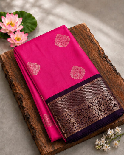 Blended Silk Saree with Contrast Woven Border
