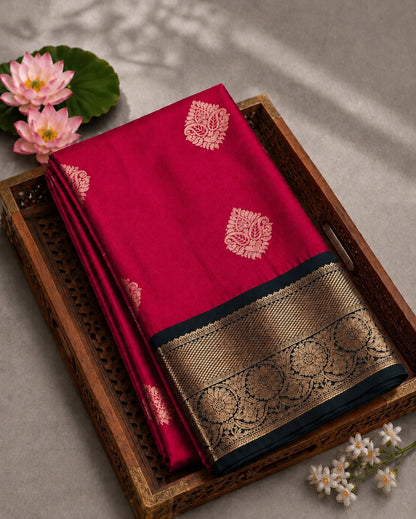 Blended Silk Saree with Contrast Woven Border