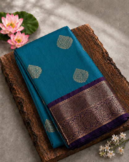 Blended Silk Saree with Contrast Woven Border