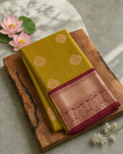 Blended Silk Saree with Contrast Woven Border