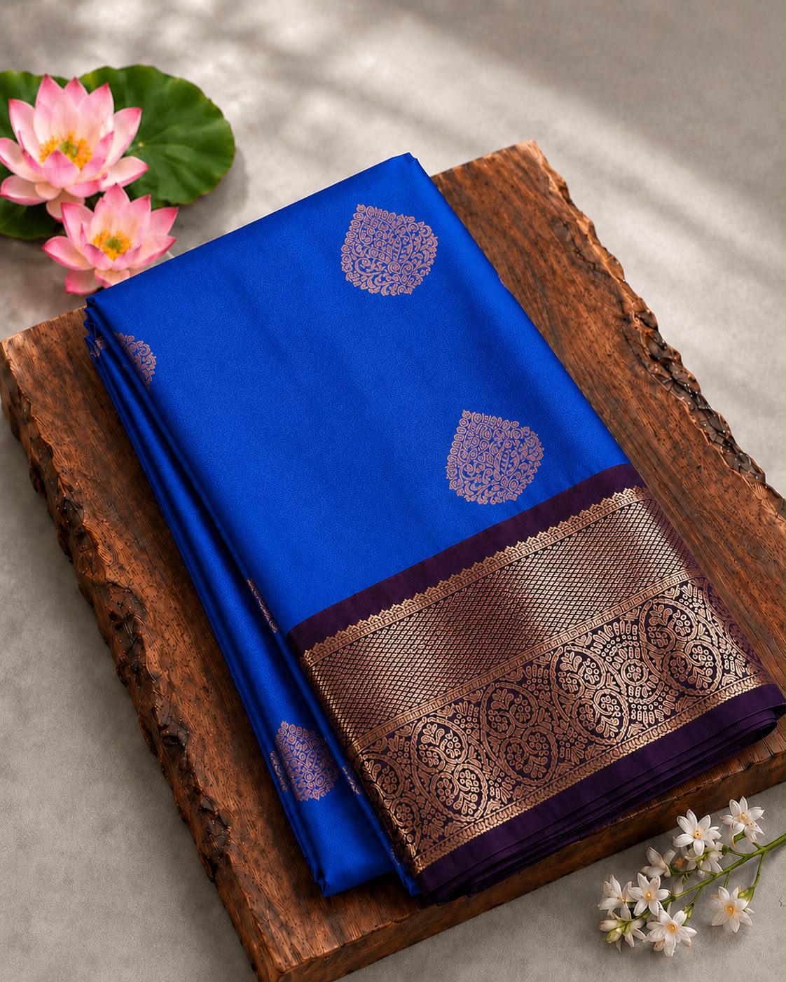 Blended Silk Saree with Contrast Woven Border