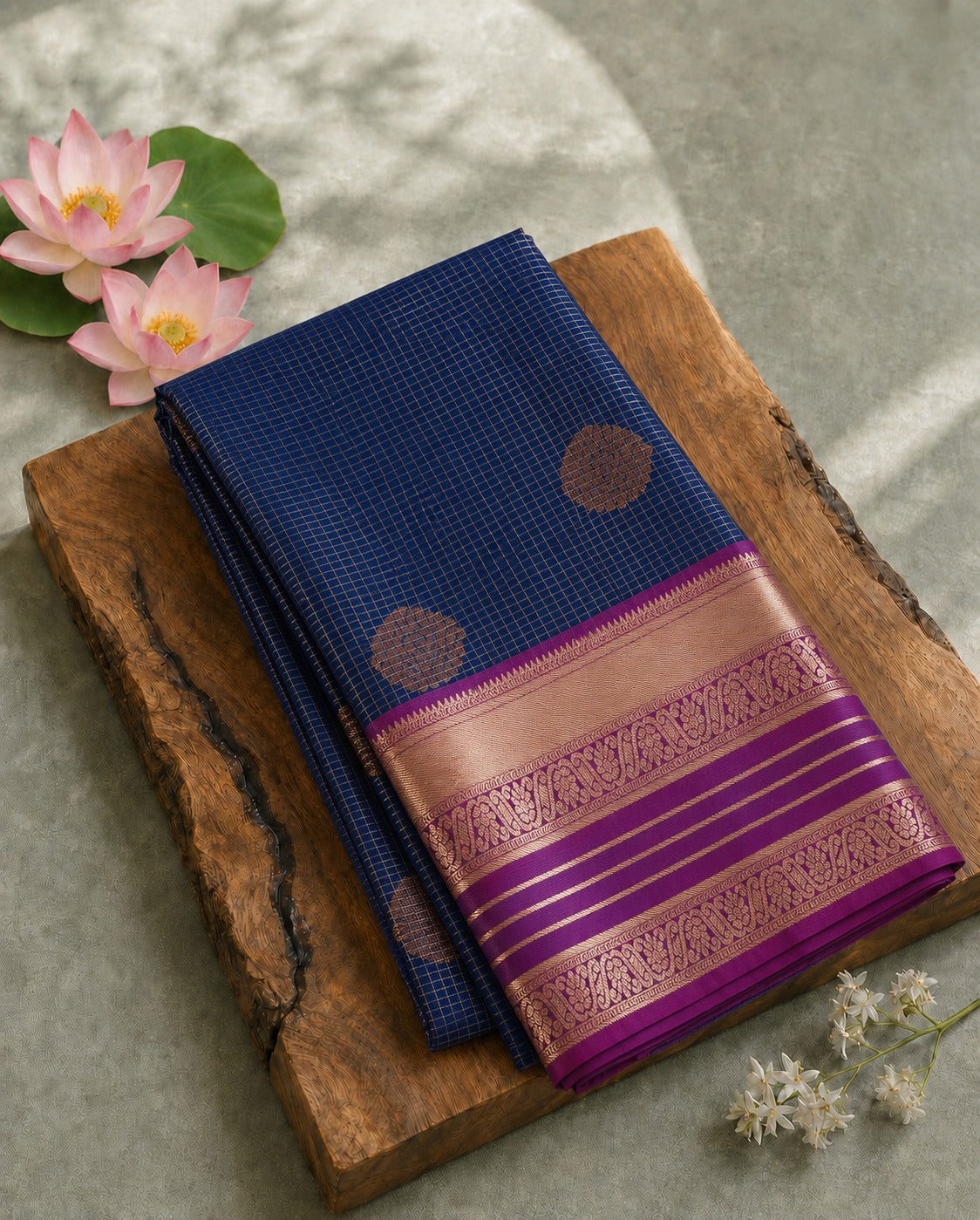 Blended Silk Saree with Contrast Woven Border