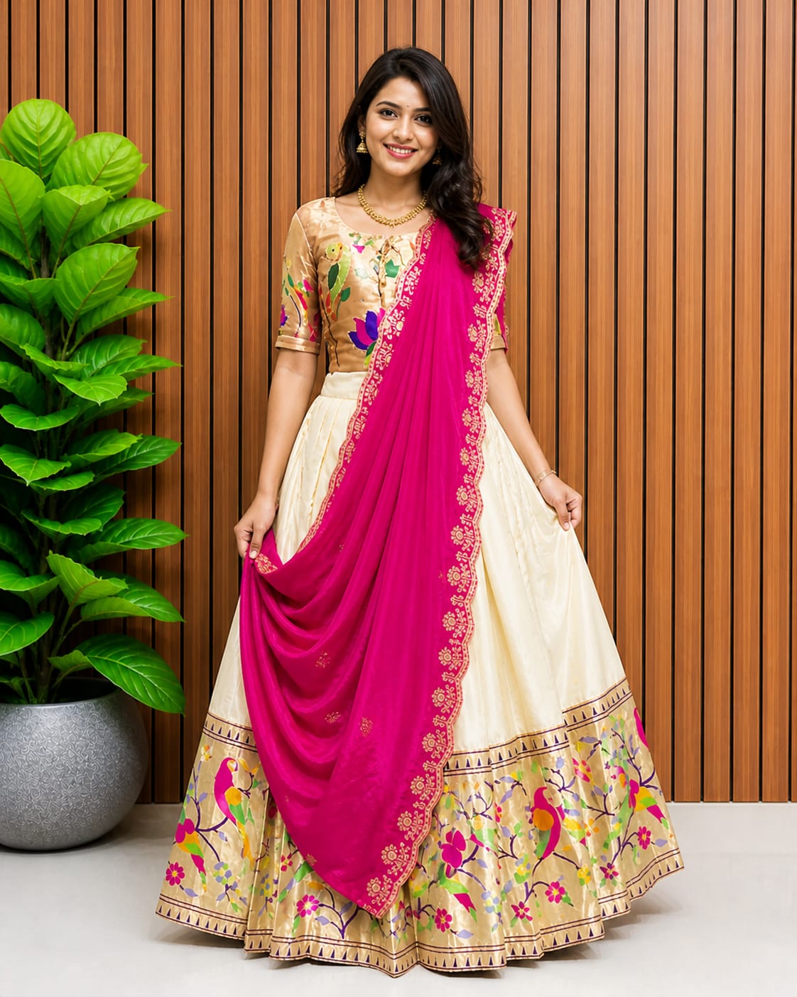 Paithani Silk Kids Lehenga Choli | Zari Woven Set with Embroidered Dupatta