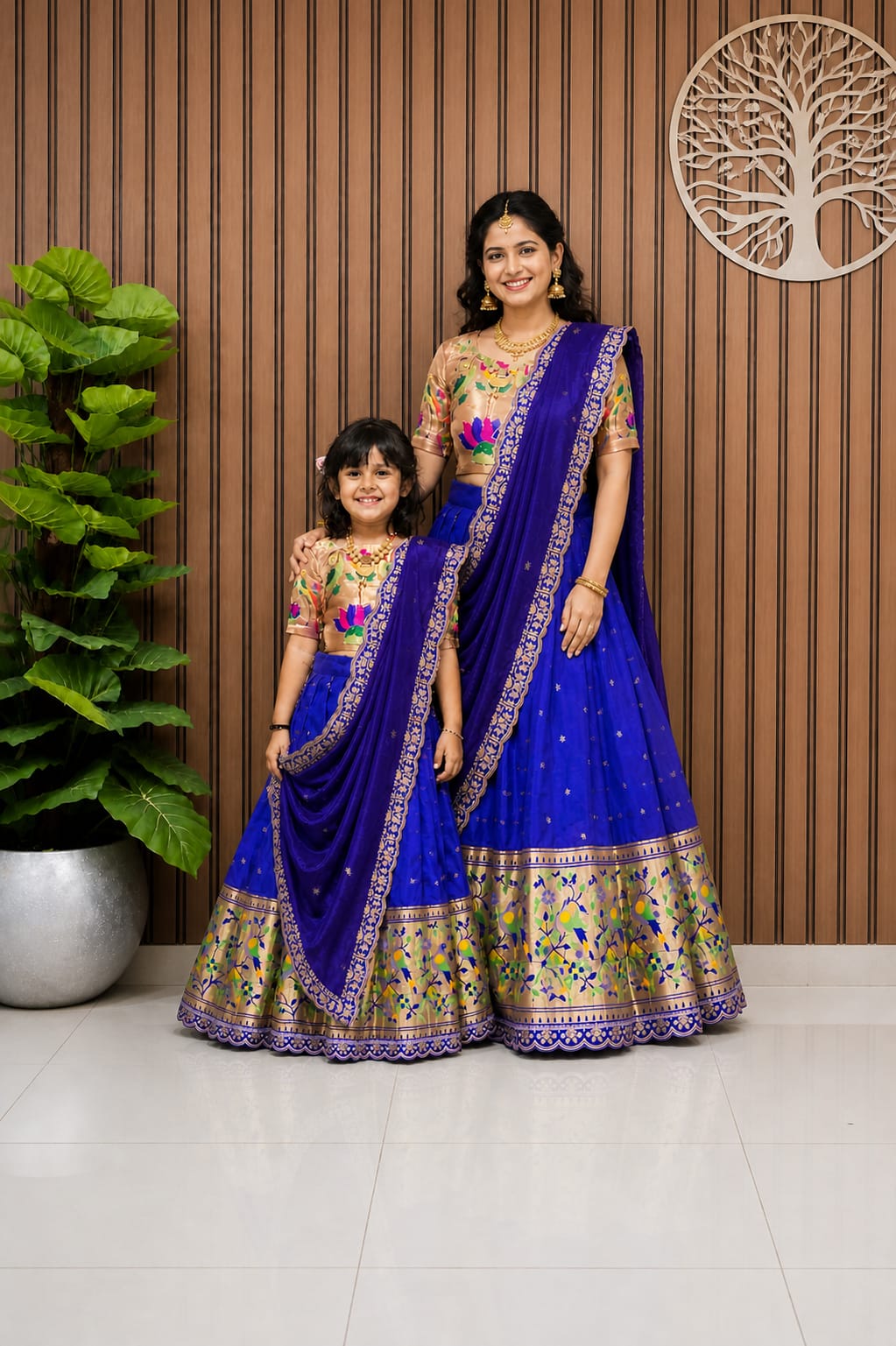 Paithani Silk Kids Lehenga Choli | Zari Woven Set with Embroidered Dupatta