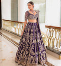Royal Purple Faux Georgette Bridal Lehenga Choli with Sequin & Zari Embroidery | Unstitched Blouse & Dupatta