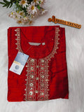 Rust Orange Sequin Embroidered Kurti