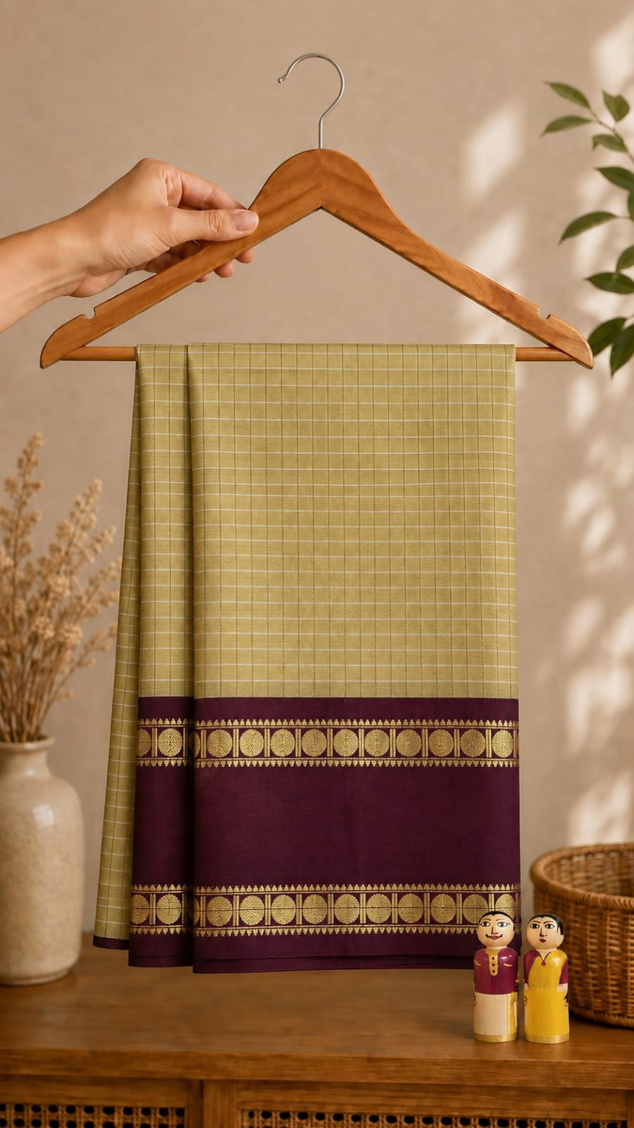 White Banarasi semi katan silk saree with purple and gold zari border