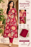 Textured Cotton Side Slit Kurti Set