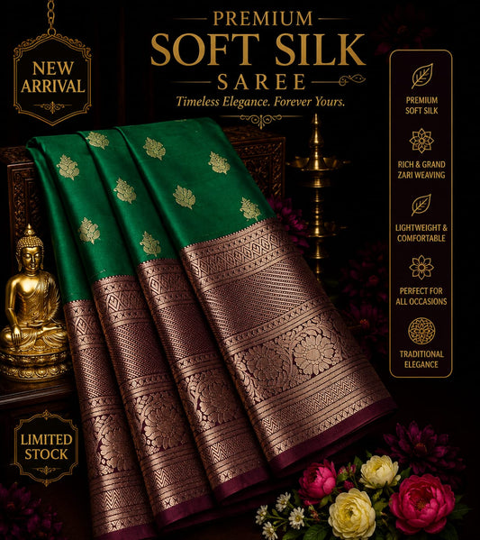 Kanjeevaram Blended Soft Silk Saree with Putta Work