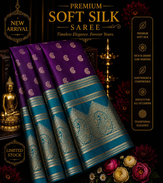 Kanjeevaram Blended Soft Silk Saree with Putta Work