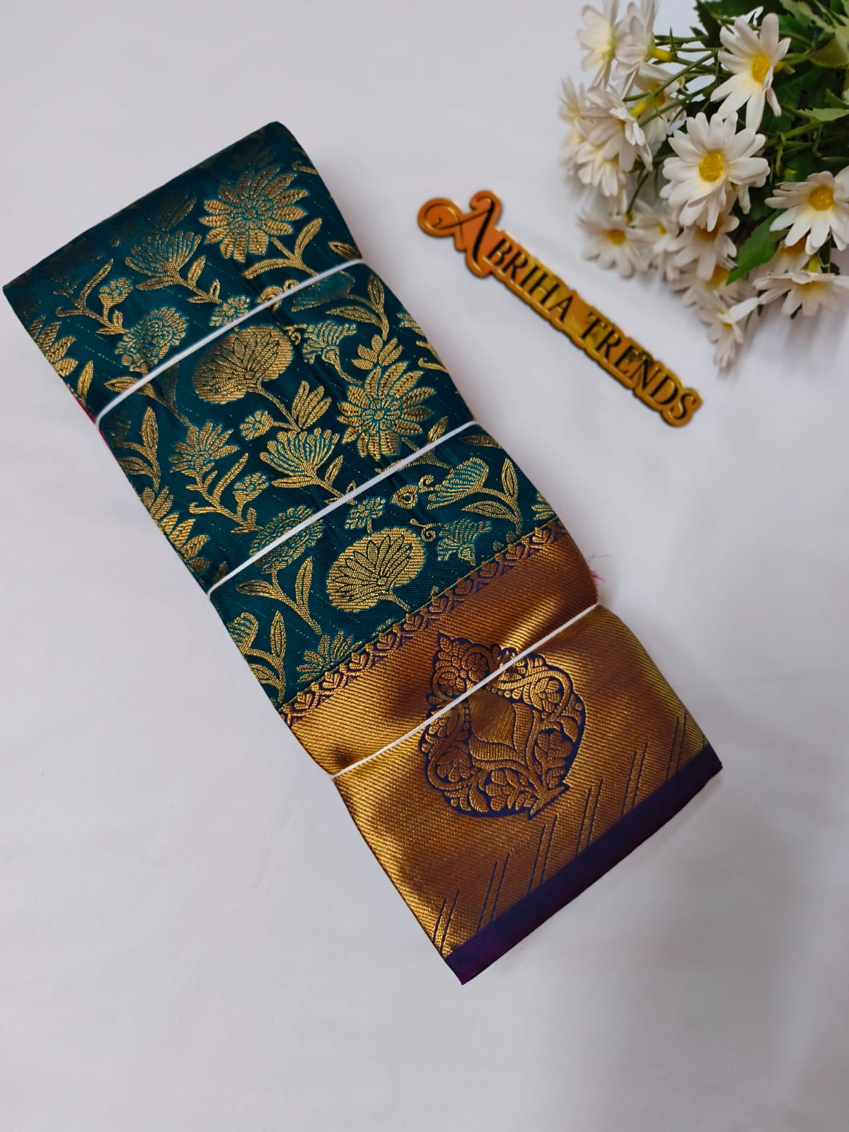 Teal Blue Kanchi Silk Saree