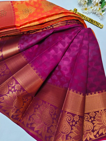 Red-Orange Softsilk Saree