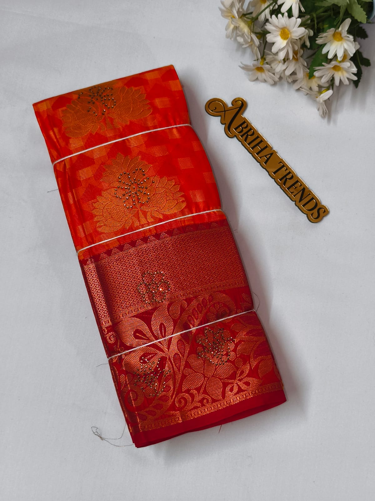 Red-Orange Softsilk Saree