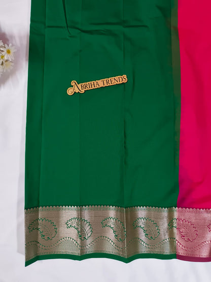 Pink Leaf Motif Silk Saree