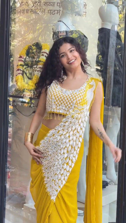 Trendy Cocktail Ready-to-wear Drape Saree