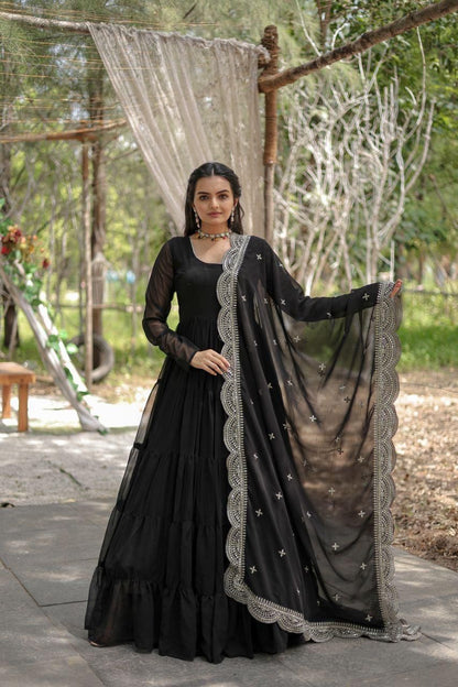 Flaux Georgette Gown with Designer Dupatta