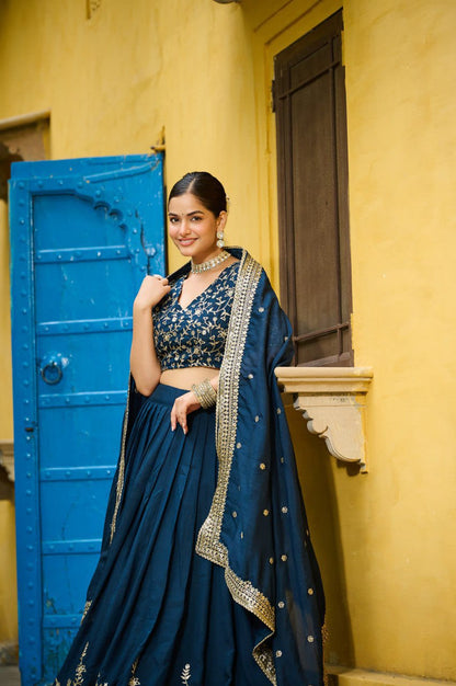 Vichitra Silk Heavy Sequencework Lehenga