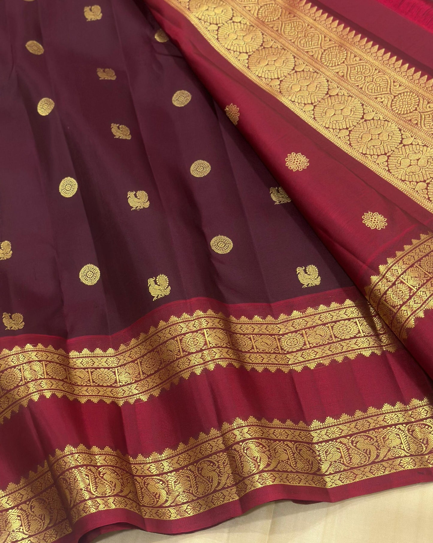 Deep Wine Vintage Kanjeevaram Silk