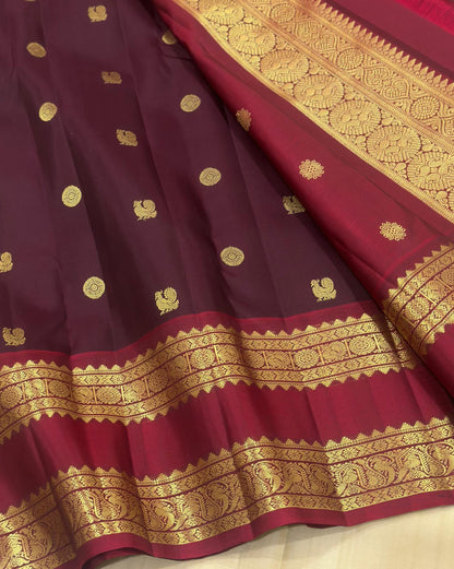 Deep Wine Vintage Kanjeevaram Silk