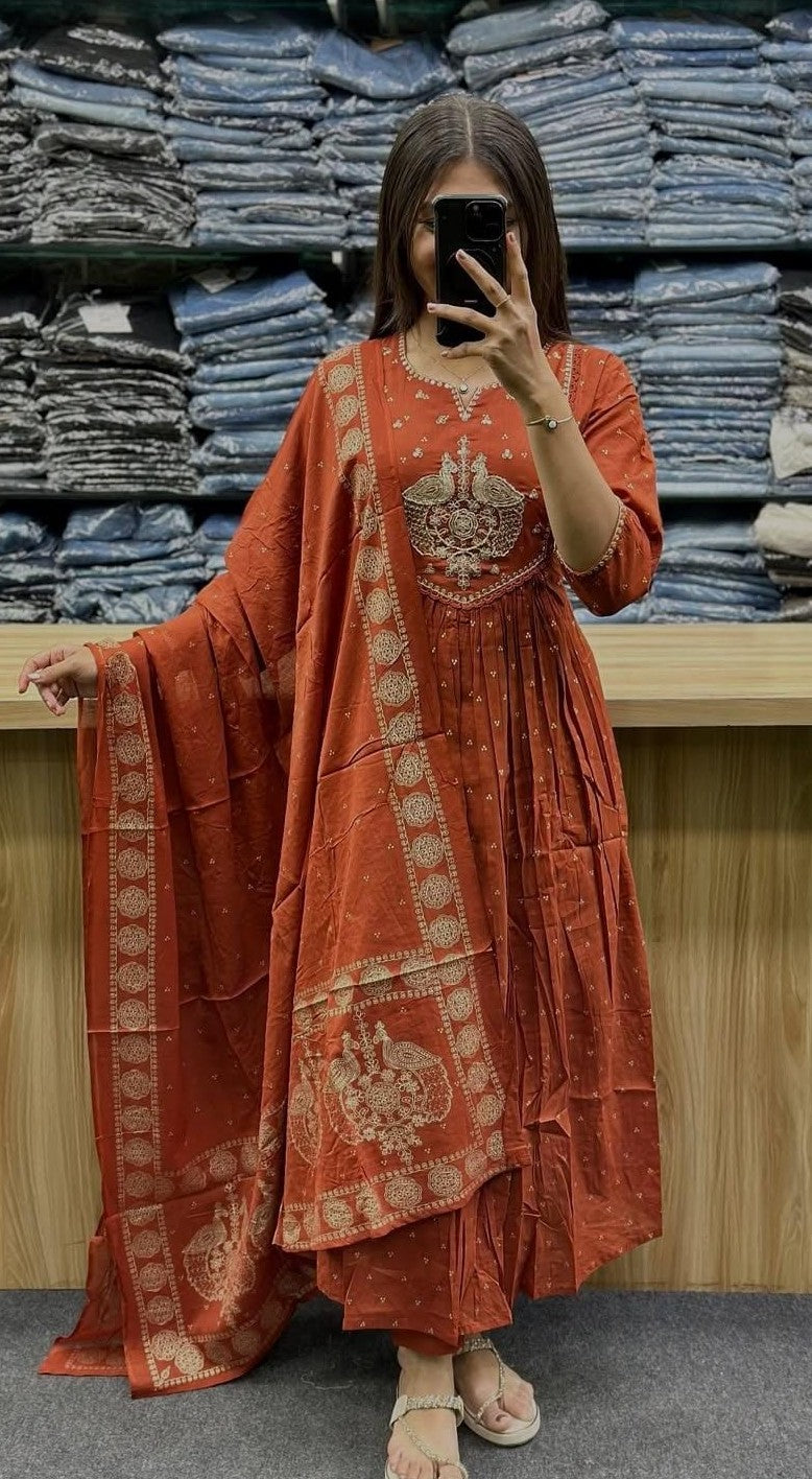 Beautiful Mayur Hand Embroidery Suit Set