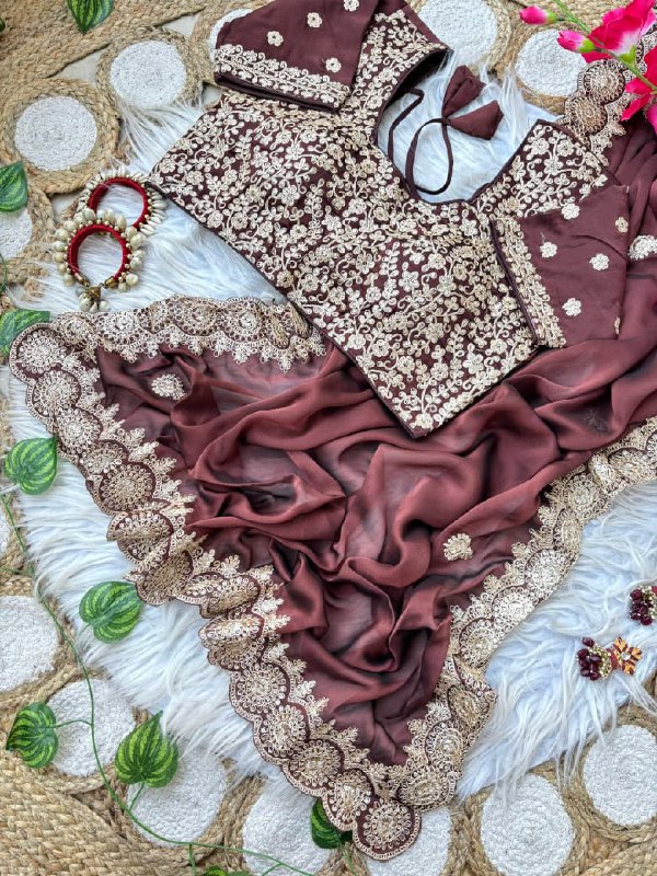 Wedding Special Pure Soft Rangoli Silk Embroidery Sequence Work Saree