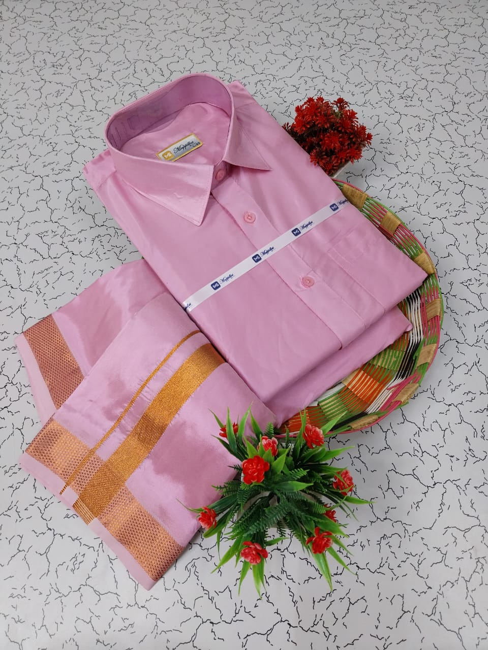 Grand and Luxurious Silk Men's Dhoti Set